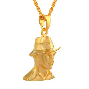 Pure brass goldplated shaheed bhagat singh 3d chain pendant men women   3