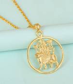 Brass goldplated vaishno sherawali ma durga pendant hindu temple jewellery