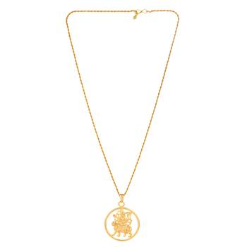 Brass goldplated vaishno sherawali ma durga pendant hindu temple jewellery 3