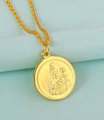 Gold plated reversible durga & shiva coin chain necklace pendant  for men women