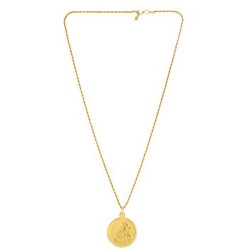 Gold plated reversible durga & shiva coin chain necklace pendant  for men women 3