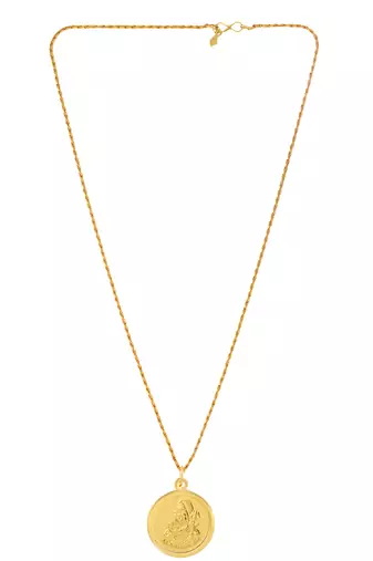 Gold plated reversible durga & shiva coin chain necklace pendant  for men women
