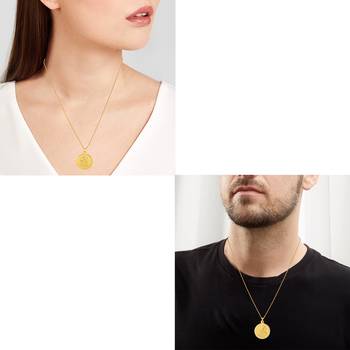 Gold plated reversible durga & shiva coin chain necklace pendant  for men women 4
