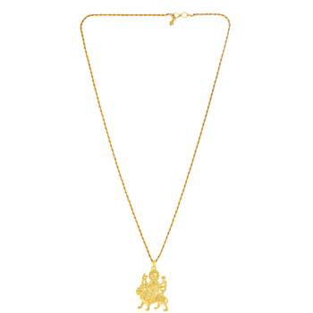 Brass goldplated vaishno mata kali sherawali ma durga chain pendant men women 3