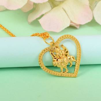 Brass goldplated sherawali vaishno kaali ma in heart durga chain pendant men women 1