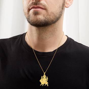 Brass goldplated vaishno mata kali sherawali ma durga chain pendant men women 4