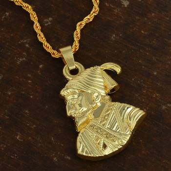 Gold plated shivaji maharaj maratha reversible chain pendant for men and women 1