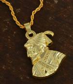 Gold plated shivaji maharaj maratha reversible chain pendant for men and women