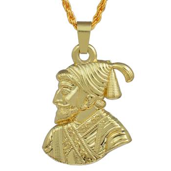 Gold plated shivaji maharaj maratha reversible chain pendant for men and women 2