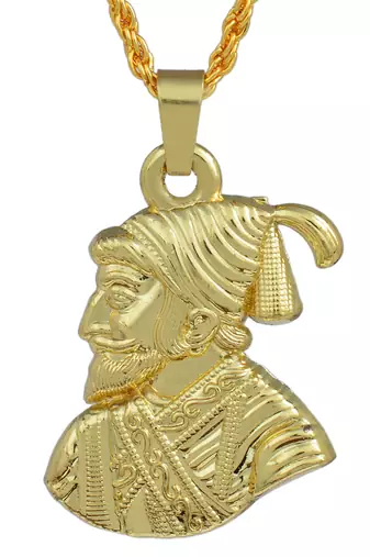 Gold plated shivaji maharaj maratha reversible chain pendant for men and women