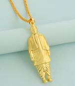 Brass antique goldplated statue of unity sardar patel chain pendant india famous leader