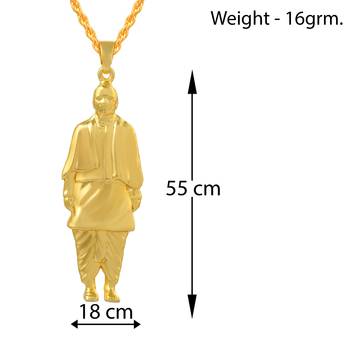 Brass antique goldplated statue of unity sardar patel chain pendant india famous leader 2