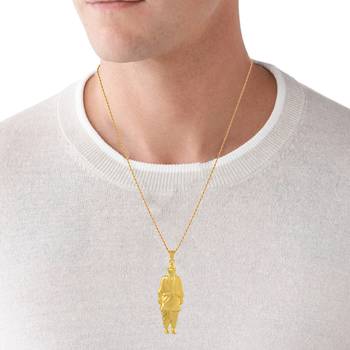 Brass antique goldplated statue of unity sardar patel chain pendant india famous leader 4