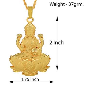 Brass micron antique goldplated both side dhan lakshmi chain pendant hindu temple jewellery 3