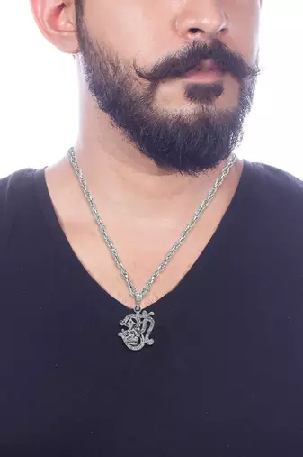 Dzine Trendz Oxidised Silver Pendant Necklace
