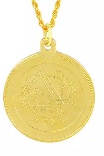 Gold plated durga with durga shloka both side coin chain necklace pendant for men and women
