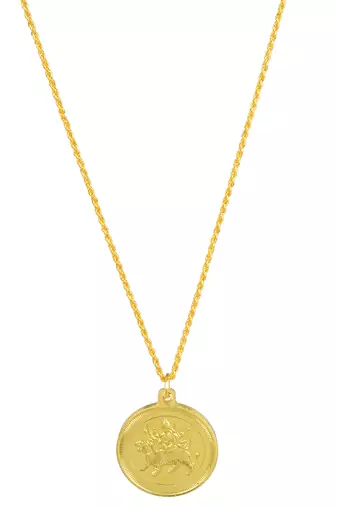 Gold plated durga with durga shloka both side coin chain necklace pendant for men and women