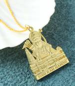 dzine trendz brass gold shri ram pendant & earrings set