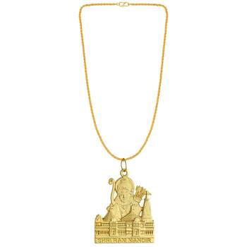 dzine trendz brass gold shri ram pendant & earrings set 3