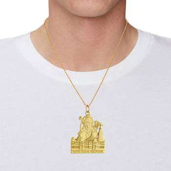 dzine trendz brass gold shri ram pendant & earrings set 4