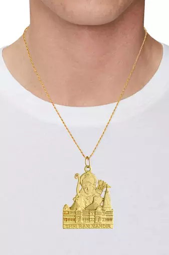 dzine trendz brass gold shri ram pendant & earrings set