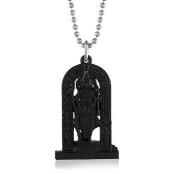 Brass bhagwan shri ram lalla pendant black reversible hindu temple jewellery chain necklace 3