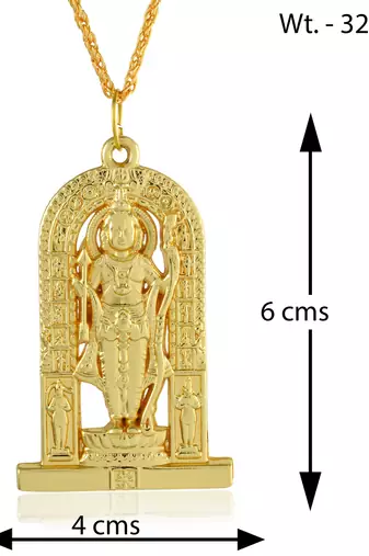 Dzine Trendz Ayodhya Bhagwan Shri Ram Lalla pendant Brass Gold