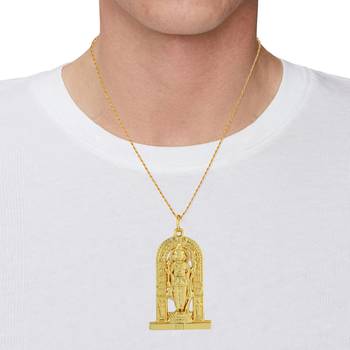 Dzine Trendz Ayodhya Bhagwan Shri Ram Lalla pendant Brass Gold 4