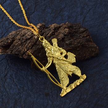 Brass micron 1 gram gold forming bhagwan shri ram pendant hindu spiritual temple jewellery 1