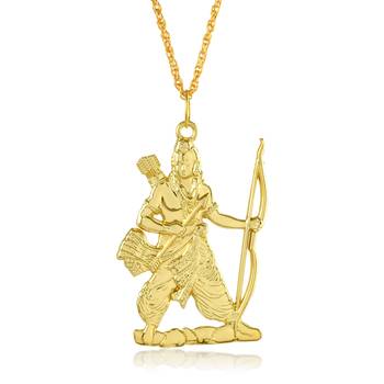 Brass micron 1 gram gold forming bhagwan shri ram pendant hindu spiritual temple jewellery 2