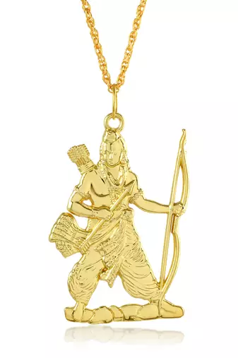 Brass micron 1 gram gold forming bhagwan shri ram pendant hindu spiritual temple jewellery