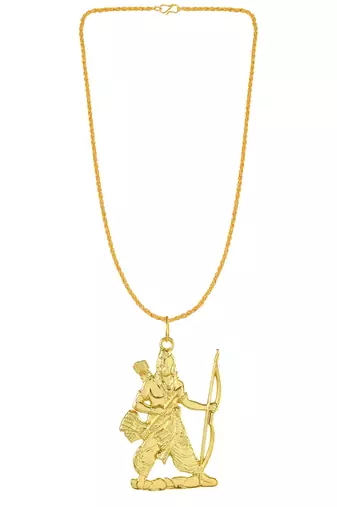 Brass micron 1 gram gold forming bhagwan shri ram pendant hindu spiritual temple jewellery