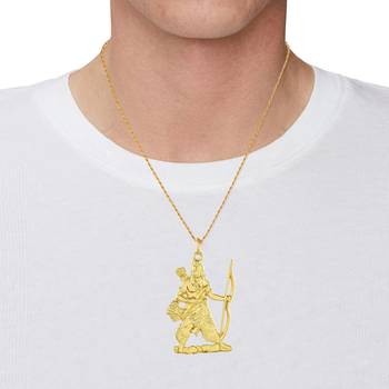 Brass micron 1 gram gold forming bhagwan shri ram pendant hindu spiritual temple jewellery 4