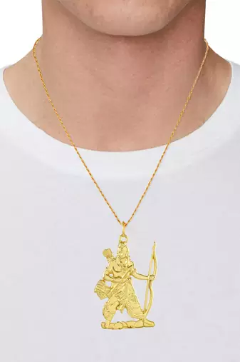 Brass micron 1 gram gold forming bhagwan shri ram pendant hindu spiritual temple jewellery