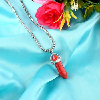 Natural red firoza hand chiselled energised stone pendant crystal healing for men and women 1