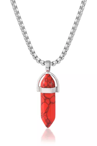 Natural red firoza hand chiselled energised stone pendant crystal healing for men and women