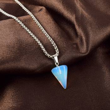 Natural certified opal stone pendant metal chain for reiki crystal healing gemstone for unisex 1