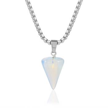 Natural certified opal stone pendant metal chain for reiki crystal healing gemstone for unisex 2