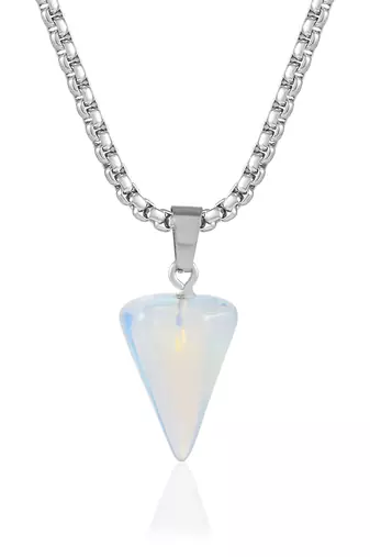 Natural certified opal stone pendant metal chain for reiki crystal healing gemstone for unisex