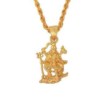 Gold plated, maa durga,kaali, chandi chain pendant necklace god temple jewellery men women 2