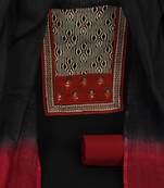 Black unstitched cotton suit set with mix-match yoke and contrast colour kota dupatta.