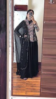  Georgette  Embroidered Lehengas With Koti And Dupatta 1