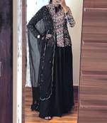  Georgette  Embroidered Lehengas With Koti And Dupatta