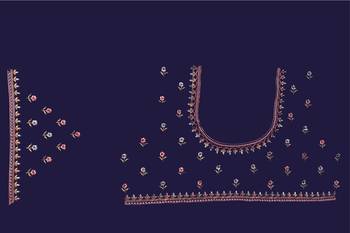 Zari Resham Embroidered Georgette Saree In Navy Blue With Matching Blouse Piece 5