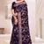 Zari Resham Embroidered Georgette Saree In Purple With Matching Blouse Piece