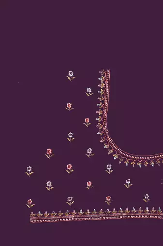 Zari Resham Embroidered Georgette Saree In Purple With Matching Blouse Piece