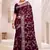 Zari Resham Embroidered Georgette Saree In Wine With Matching Blouse Piece