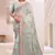 Zari Resham Embroidered Georgette Saree In Sea Green With Matching Blouse Piece