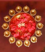 The advitya large metal urli with diya  elegant decorative bowl for home and festive decor