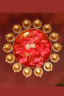 The advitya large metal urli with diya  elegant decorative bowl for home and festive decor 5